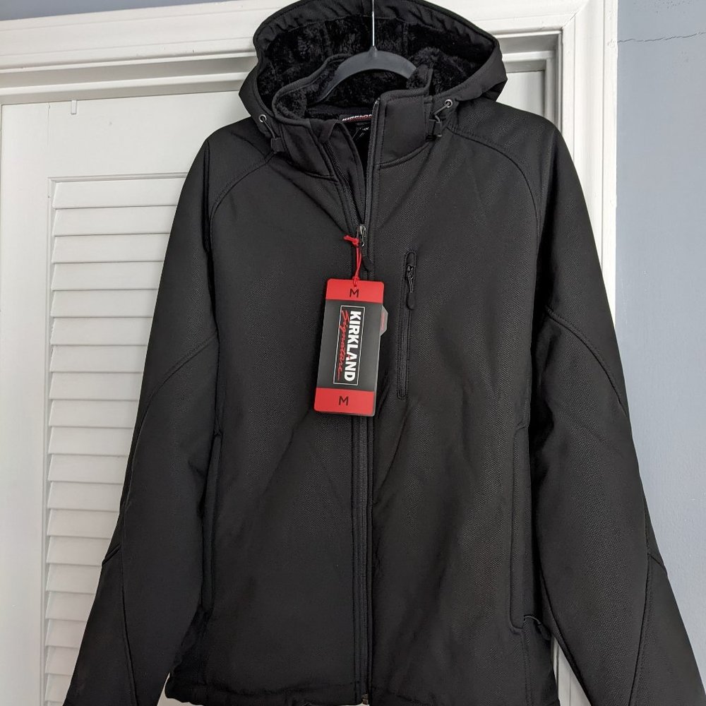 Kirkland Signature Men's Sherpa Lined Detachable Hood Jacket Black Medium